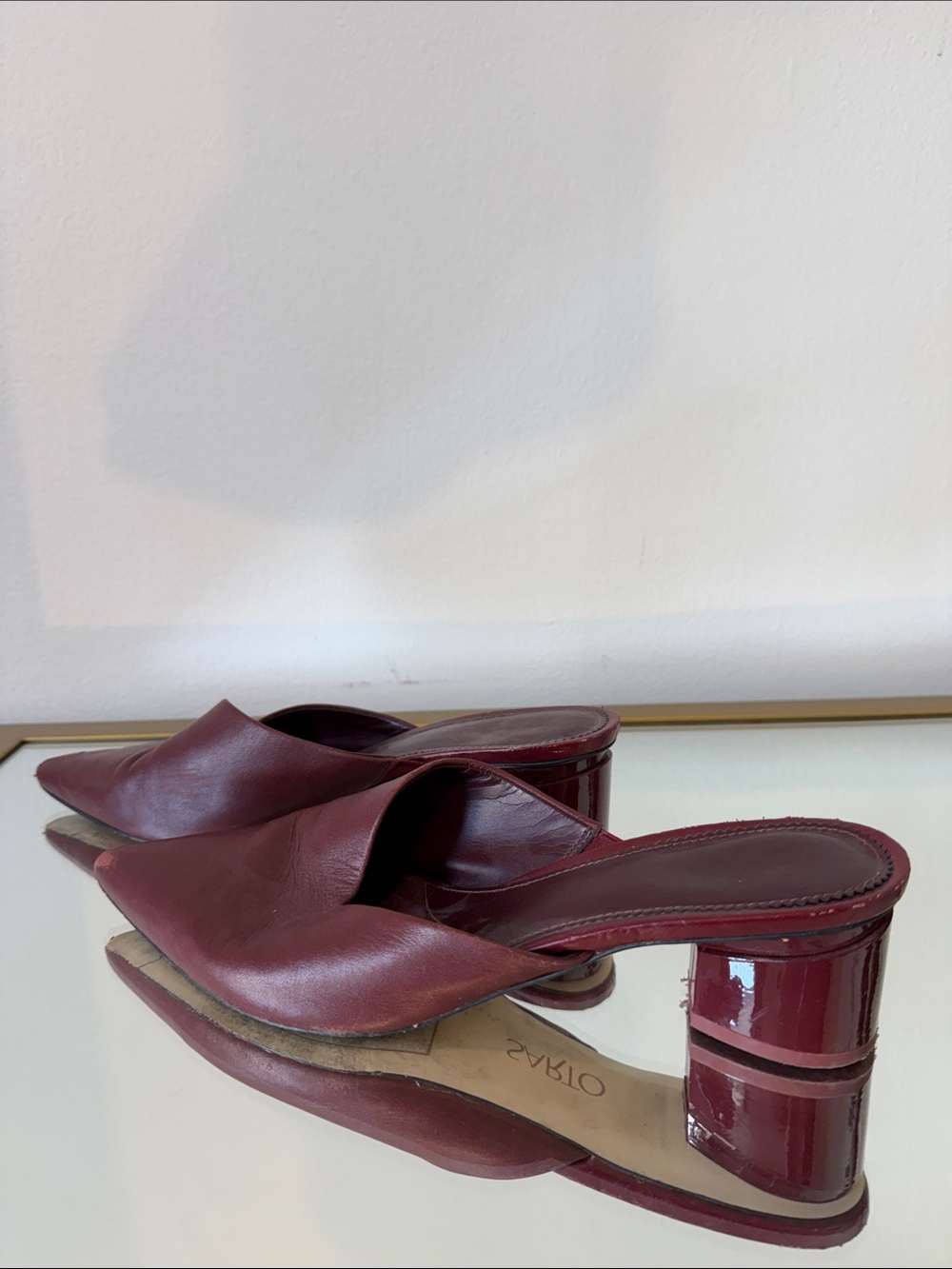 Franco Sarto Burgundy Pointed-Toe Slip-On Mules
